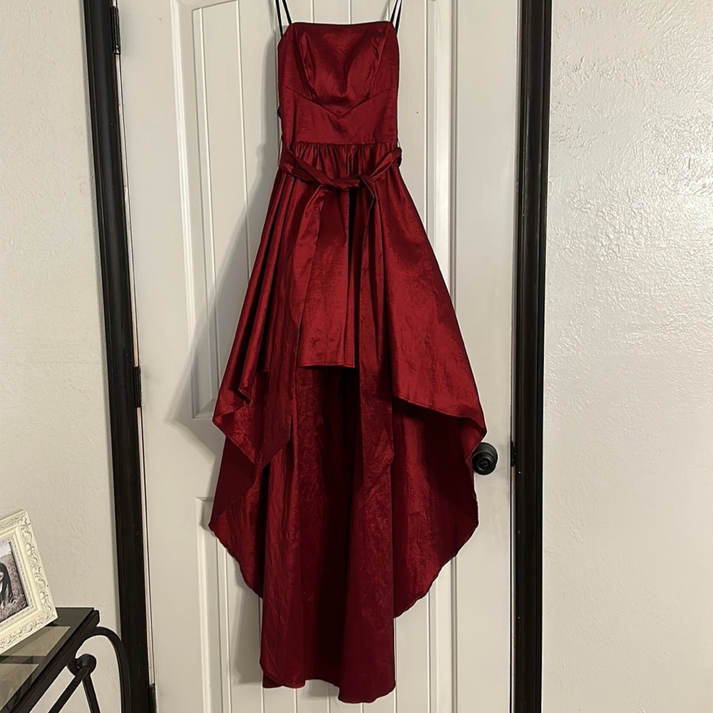 Red high-low dress